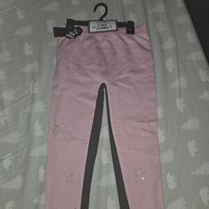 Pink and Black Kids Leggings with Bow Accents